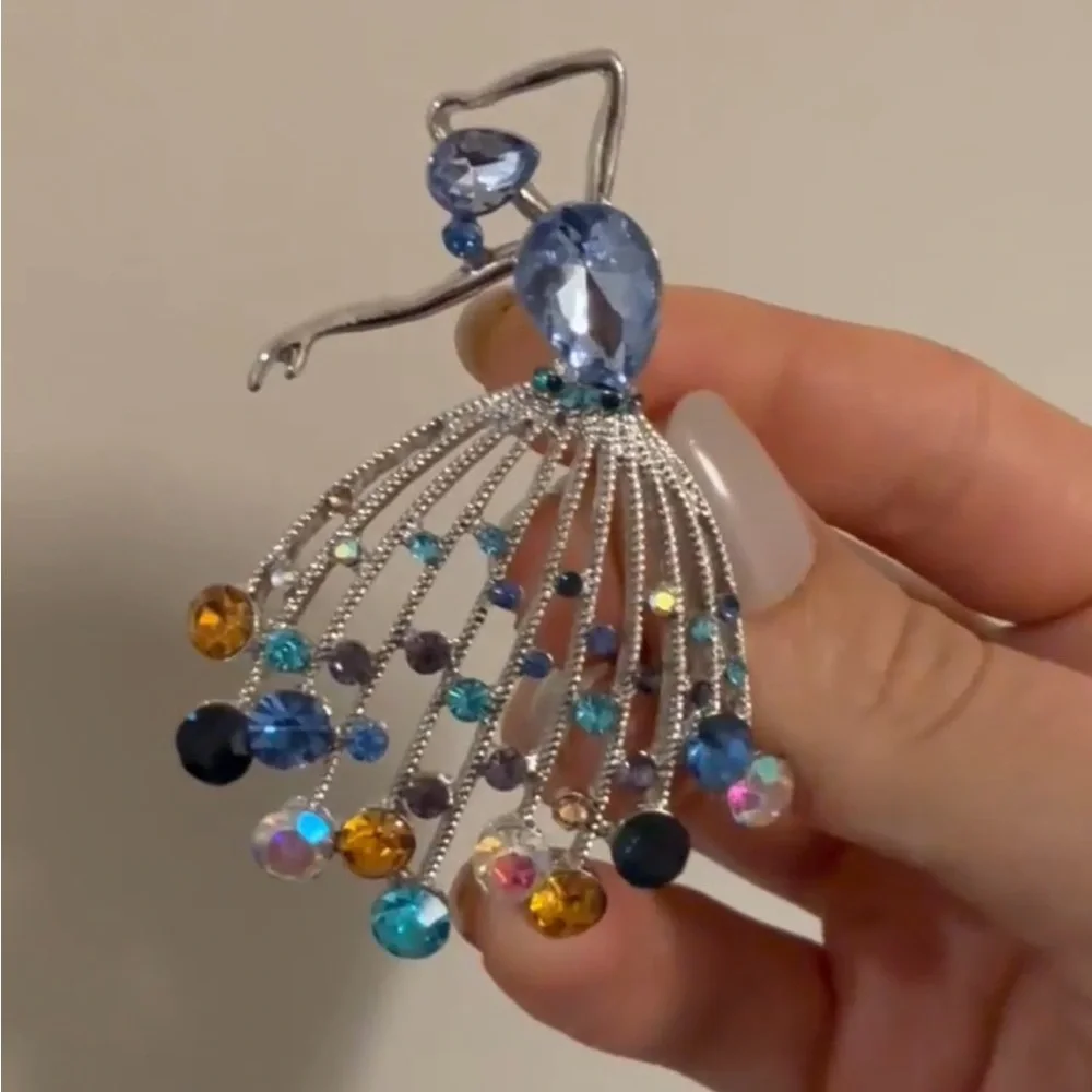 Ethereal Crystal Cascade Dancer Brooch